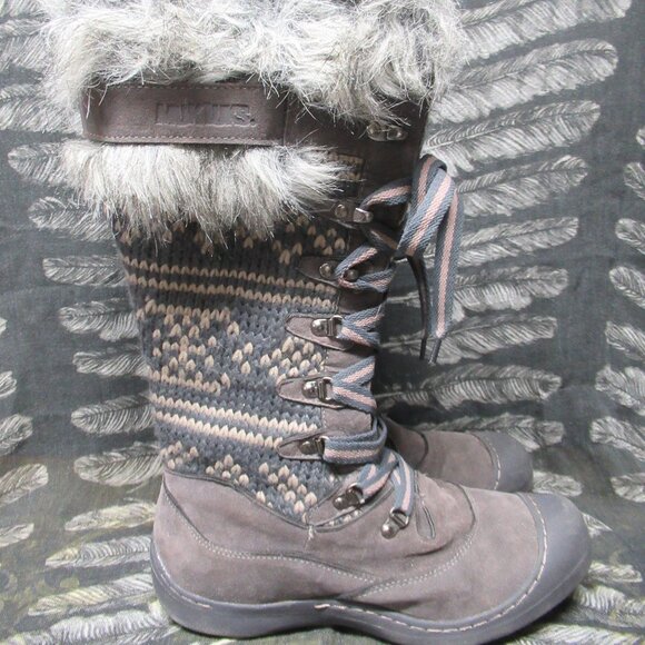 MUK LUKS Women's Gwen Tall Lace Up Snow Boot, Grey, 9 M - Picture 2 of 15